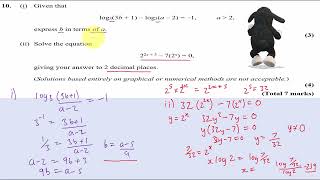 Logs exam question A-Level pure maths