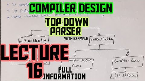 what is top down parser|top down parser in compiler design with ex.|predictive parsing |ll1 parser