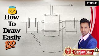 How to Draw Biogas Plant Step by step for Beginners 