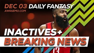 NBA DFS Picks - Tue 12\/3 - Deeper Dive \& Live Before Lock