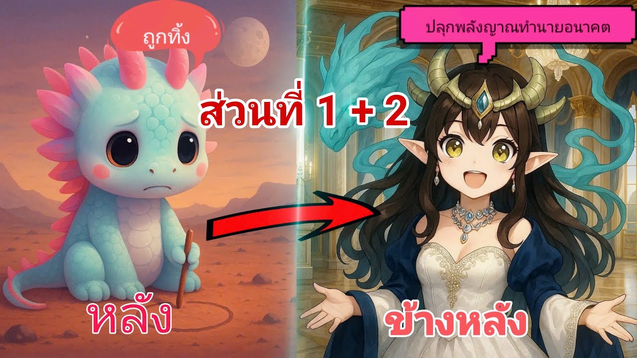 ส่วนที่(1-2) หลงทางกับครอบครัว มังกรน้อยตัวเมียกลับมาและปลุกพลังพยากรณ์ของตนเอง