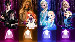 Wednesday Dance With My hands |M3gan doll | Elsa let it go | Enid Sinclair | Tiles Hop Songs Animes screenshot 4