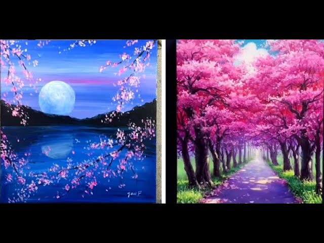Vẽ Tranh Đỉnh Cao: 5 bức tranh phong cảnh hoa anh đào cho người mới bắt đầu  - YouTube