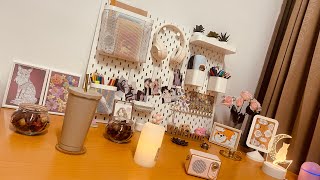 A tour of my aesthetic study desk setup|Desk space makeover with Ikea finds|Soothing & Peaceful