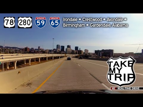 A Drive Around Birmingham, Alabama: I-59, I-65, Irondale to Gardendale - In 4K