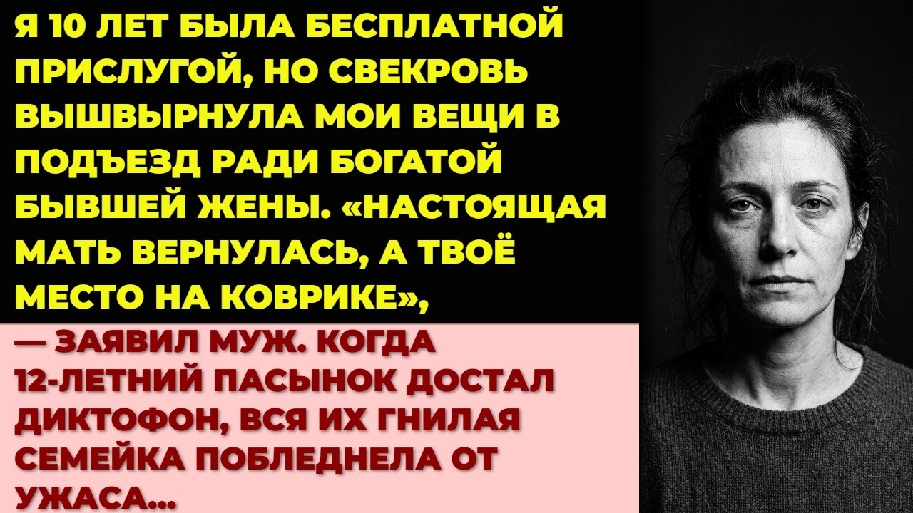 Я 10 лет тянула семью, а муж вышвырнул меня ради бывшей. Запись 12-летнего пасынка…