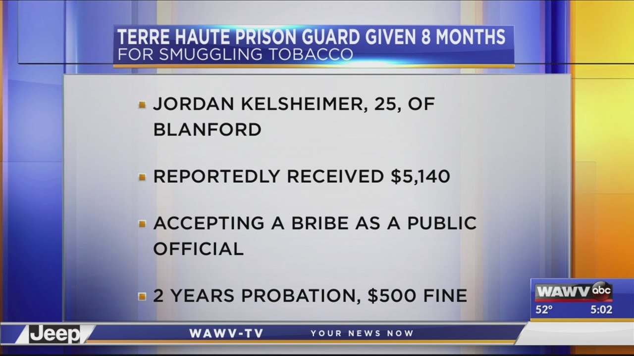 Terre Haute prison guard given 8 months for smuggling tobacco - YouTube