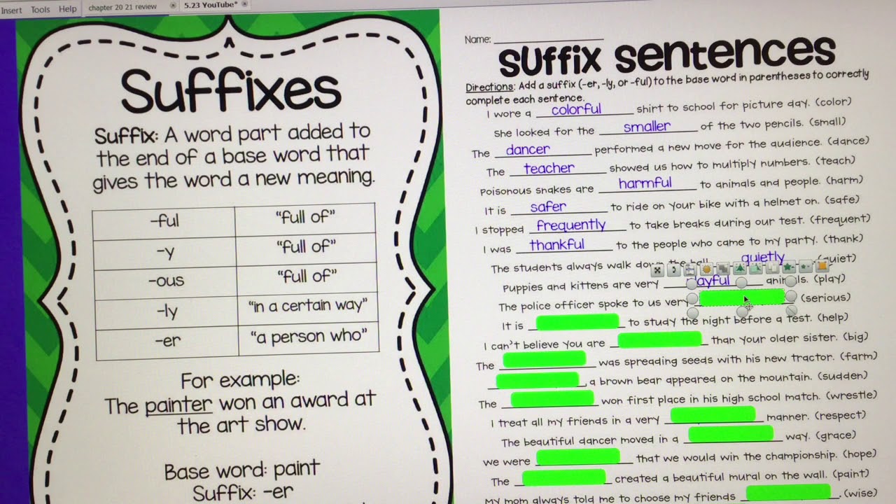 Lesson 23 Suffix Sentence YouTube