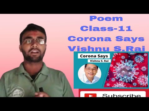 Corona Says:By Vishnu S Rai/ Poem - Class-11/Compulsory English - YouTube