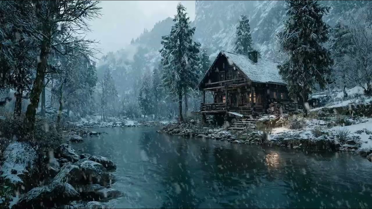 Silent Snowy Winter Night with Falling Snow | Cold Wind Sounds for Long Deep Restful Sleep