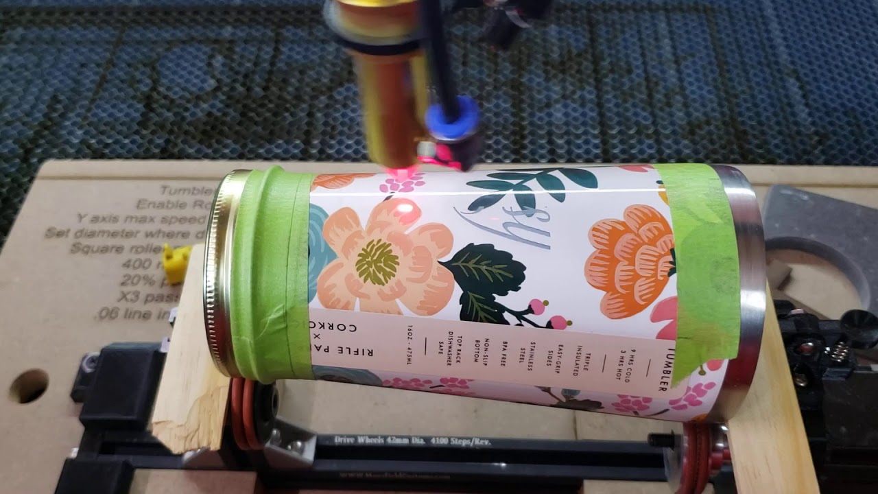 First time laser engraving Corkcicle tumbler YouTube