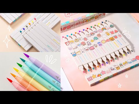 Bút Highlight Nhiều Màu - Review 2 bộ bút highlight giá rẻ , chất lượng || cheap pen reviews || Sarah Angela 🌻🌻🌻