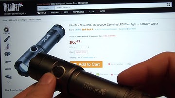 GearBest UltraFire Cree XML T6 2000Lm Zooming LED Flashlight  -  SMOKY GRAY