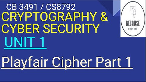 1.7.4 Playfair Cipher Part 1 in Tamil