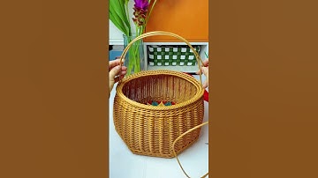 How to craft hand basket with rattan #diy #rattan #basket