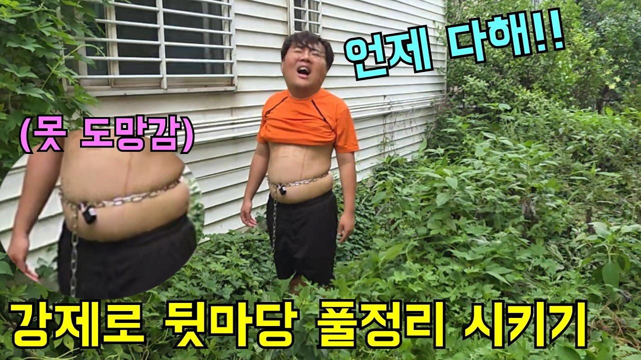 형 못도망가게하고 강제로 뒷마당 풀정리 시키기ㅋㅋㅋ