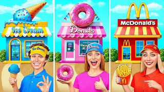 Kuće sa Jednom Bojom Izazov | McDonald’s protiv Sladoled protiv Krofne Multi DO Smile