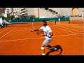 Rafael Nadal Training on Clay Court Level View - ATP Tennis Practice