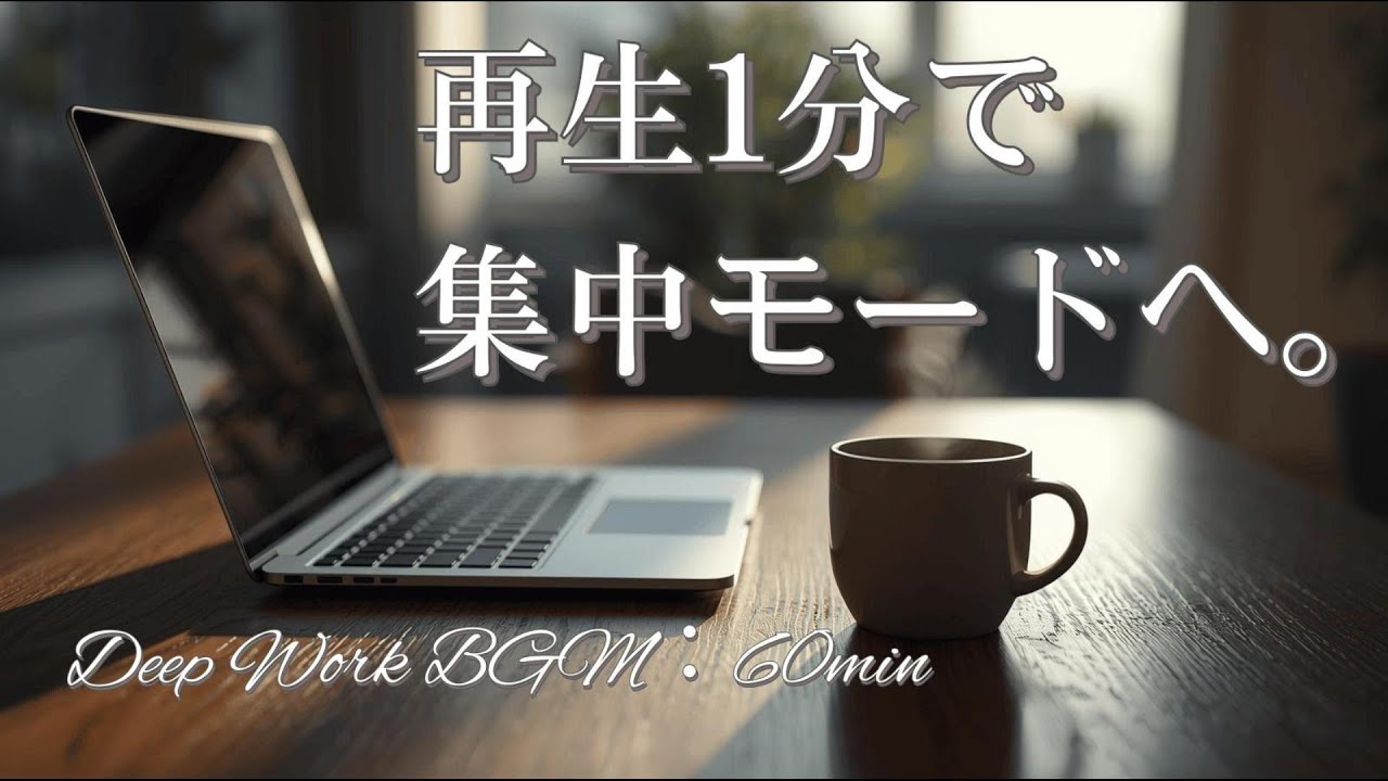 【PC作業専用】1分で集中スイッチを入れる。大人のための上質カフェBGM ｜60min Deep Work BGM