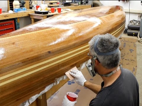 fiberglassing a wooden canoe - youtube