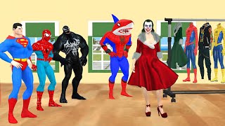 Game gta5 Superhero, Funny cartoon Spiderman vs shark Spiderman nice clothes challenge joker vs hulk