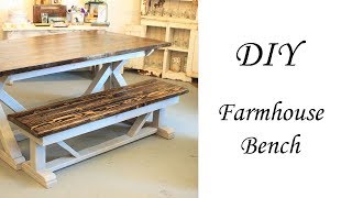 in this video I show you how to easily make a beautiful farmhouse bench with common woodworking tools and only 9 (2x4