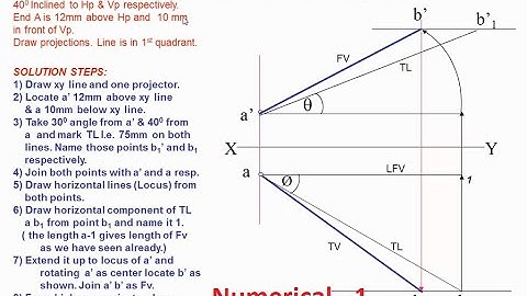 Projection of lines (Solved Problem 1). #Learningengineer #MSBTE #DTE #MU #Engineeringdrawing