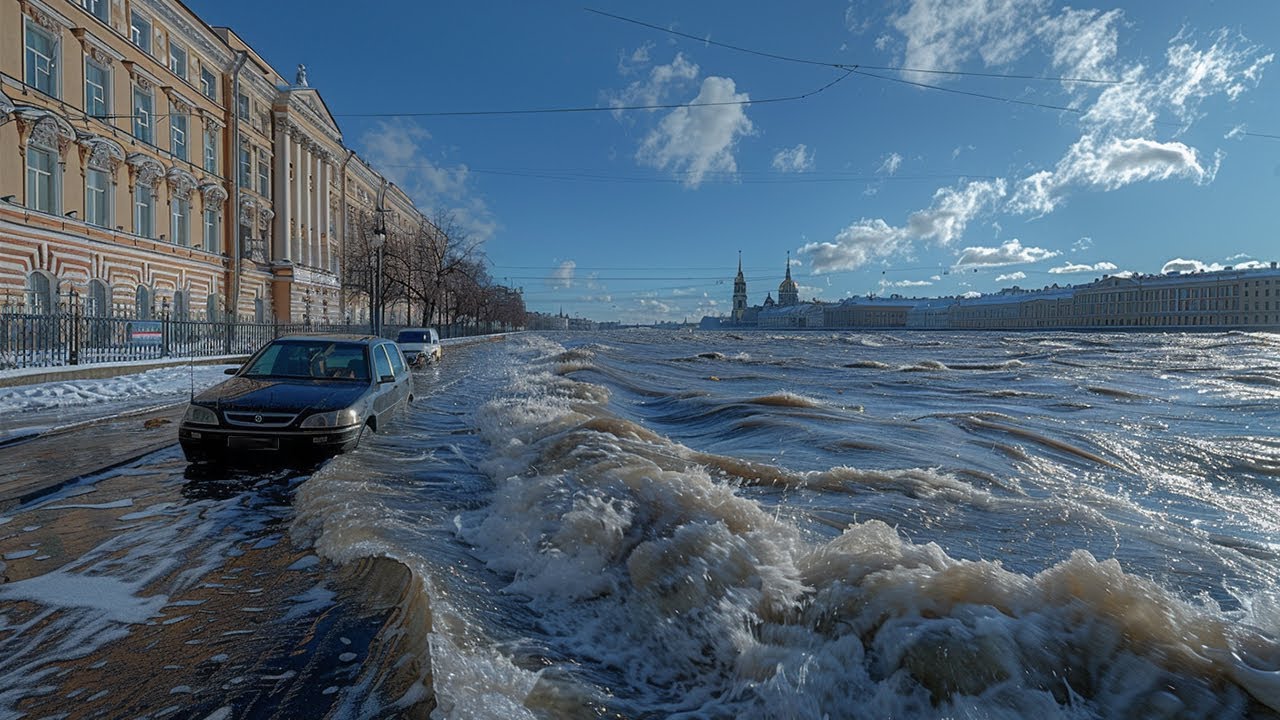 Самые мощные ливни с 1881 года накрыли Петербург. Уровень воды в Неве поднимается