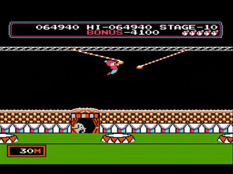 Circus Charlie - ( Nes / Famicom )  - Full Playthrough - No Hits Run