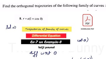 Example 8 // Q.n. 8 // diff eqFind the orthogonal  trajectory  of r=a(1+costheta)