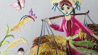 Hand Embroidery ART -  Country Landscape Paintings