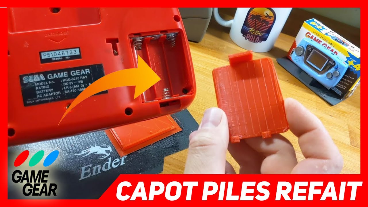 SEGA Game Gear rouge collector Rayearth : restauration du capot de piles ! (via imprimante 3D)