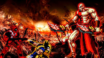 Deadpool V2 (New) & Wolverine V4 (New) VS Kratos V2 in Jump Force Mugen