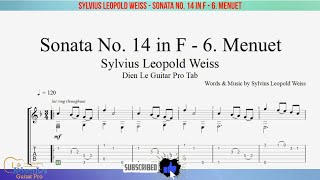 Sylvius Leopold Weiss - Sonata No. 14 in F - 6. Menuet - for Guitar Tutorial with TABs