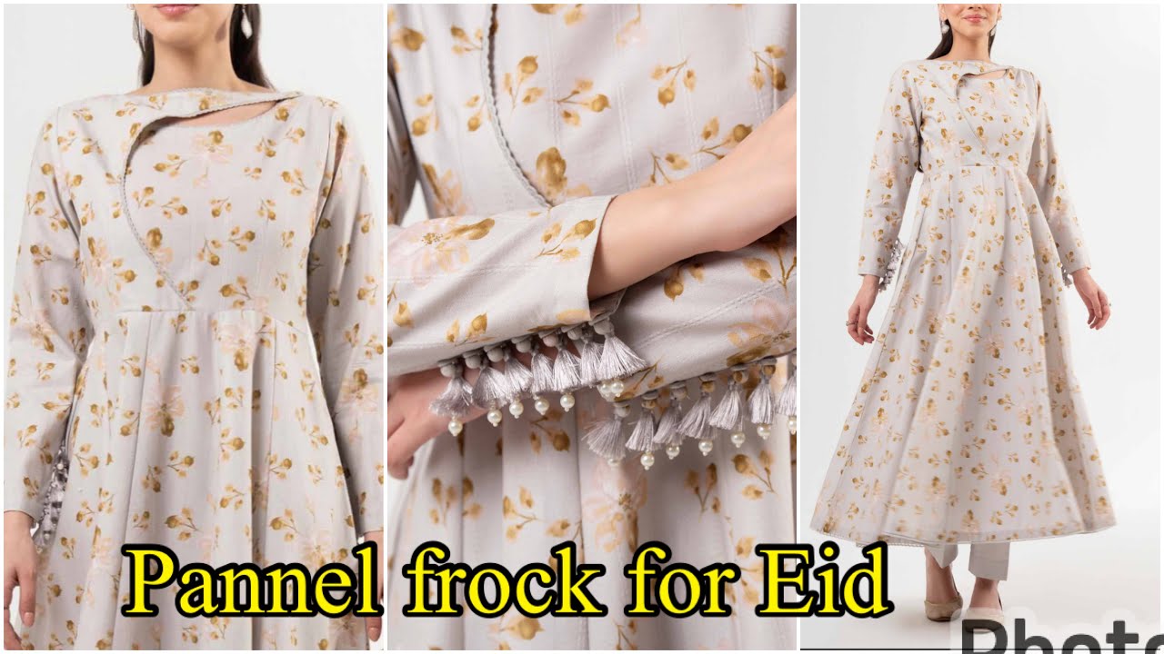 Most Viral 💥 pannel frock with double neck and stylish sleeve with loops and potli buttons 