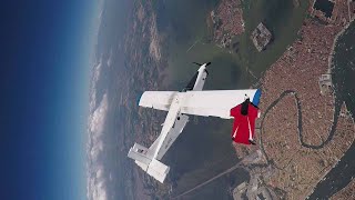Daredevil Trio Glide Past Plane Wing