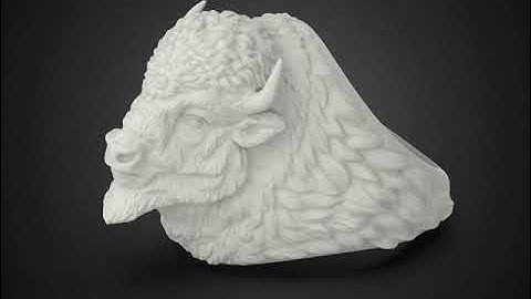 Bison Buffalo Head Sculpture ring 3D Printable model