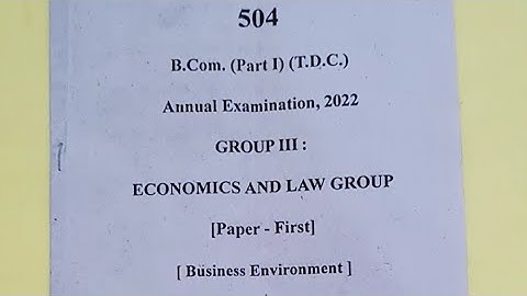 Business Environment 1year  question paper B.com 2022 Important questions Bcom