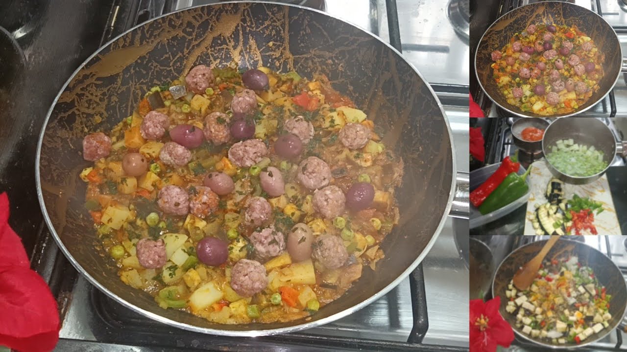 حضري مقيلة بالخضر و الكفتة كوجبة غذاء أو عشاء لذيذة و مشبعة معلكة و الريحة يا سلام 😋