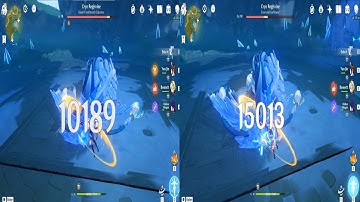 Yunjin Buffing C0 Eula with Level 9 Talents Damage Comparison