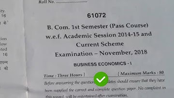 Mdu BCom Pass 1st Sem Business Economics Question Paper #MduQuestionPaper
