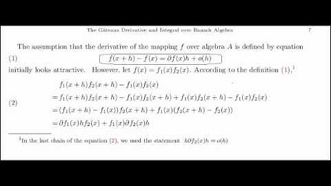 The Derivative over Banach Algebra (Introduction lecture)