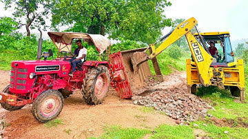 Mahindra 275 Di Tractor  fully Loaded with Red Mud Overturned | Jcb 3dx | Jcb Video #jcb #tractor