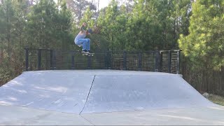 Homie shreds this skatepark!