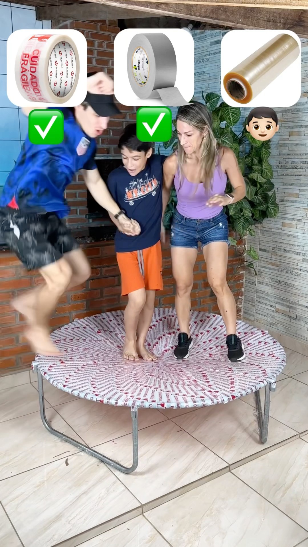 Testamos a força de 3 trampolins?!? #shorts #challenge