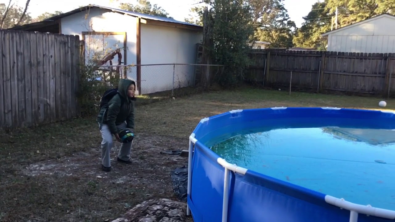 Frozen pool in Pensacola Florida Freeze weather YouTube