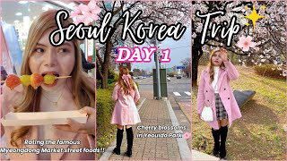 KOREA VLOG DAY 1 | YEOUIDO PARK & MYEONGDONG MARKET | RATING MYEONGDONG STREETFOODS!