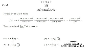 JEE Advanced 2022 Math Paper 2 (Q 18) solution | IIT JEE Maths | #jeeadvanced2022 #projecteducation