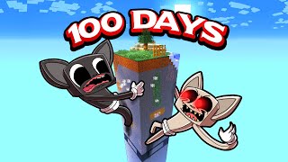 I Survive 100 DAYS Stuck in ONE CHUNK! (CARTOON CAT)