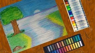 landscape easy crayons scenery drawing painting pastel colors